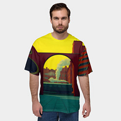 Футболка оверсайз мужская Арт с поездом, цвет: 3D-принт — фото 2