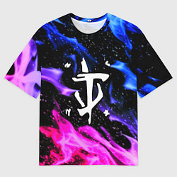 Мужская футболка оверсайз Doom flame neon