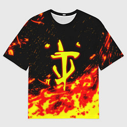 Мужская футболка оверсайз Doom огненное лого