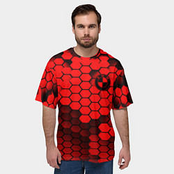 Футболка оверсайз мужская BMW карбоновая абстракция, цвет: 3D-принт — фото 2