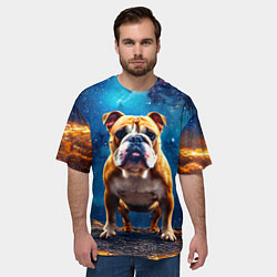 Футболка оверсайз мужская Бульдог в космосе, цвет: 3D-принт — фото 2
