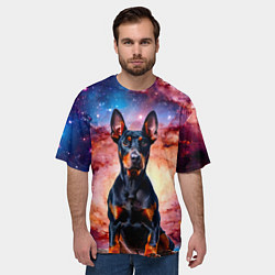 Футболка оверсайз мужская Доберман в космосе, цвет: 3D-принт — фото 2