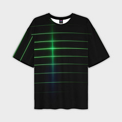 Футболка оверсайз мужская The line is green and black, цвет: 3D-принт