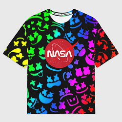 Футболка оверсайз мужская Marshmello x NASA gradient, цвет: 3D-принт