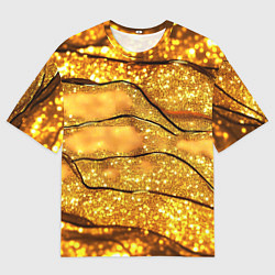 Мужская футболка оверсайз Золотая текстура с блестками