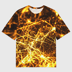 Мужская футболка оверсайз Текстура золотые нити