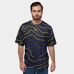 Футболка оверсайз мужская Абстракция золотых линий текстура, цвет: 3D-принт — фото 2