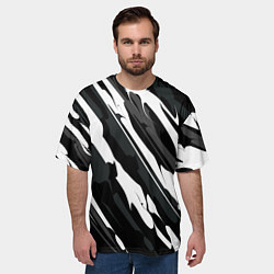 Футболка оверсайз мужская Разводы белым на черном, цвет: 3D-принт — фото 2