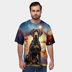Футболка оверсайз мужская Курцхаар и космос, цвет: 3D-принт — фото 2