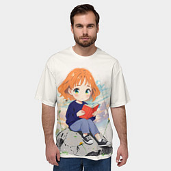 Футболка оверсайз мужская Аниме девушка и книга, цвет: 3D-принт — фото 2