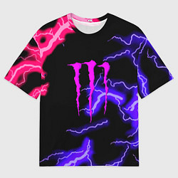 Мужская футболка оверсайз Monster energy неоновый шторм