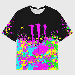 Футболка оверсайз мужская Monster energy краски неоновые, цвет: 3D-принт
