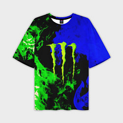 Футболка оверсайз мужская Monster energy кислотный огонь, цвет: 3D-принт