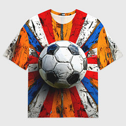 Футболка оверсайз мужская Футбольный мяч в ярких линиях, цвет: 3D-принт