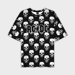 Футболка оверсайз мужская AC DC rock skull, цвет: 3D-принт