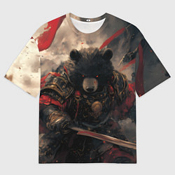 Футболка оверсайз мужская Самурай медведь, цвет: 3D-принт