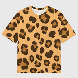 Мужская футболка оверсайз Коричневые пятна леопарда