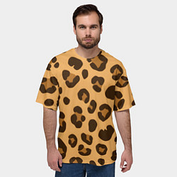 Футболка оверсайз мужская Коричневые пятна леопарда, цвет: 3D-принт — фото 2