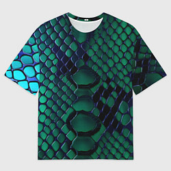 Мужская футболка оверсайз Бирюзовая змеиная кожа