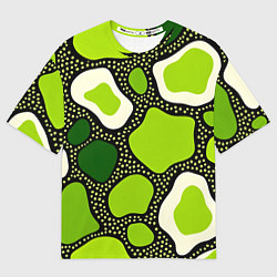 Мужская футболка оверсайз Зеленая абстракция с кругами