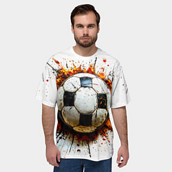 Футболка оверсайз мужская Футбольный мяч на белом, цвет: 3D-принт — фото 2