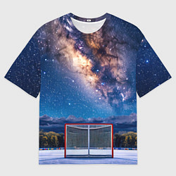 Футболка оверсайз мужская Хоккейные ворота в ночи, цвет: 3D-принт