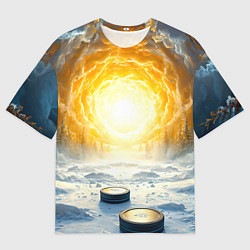 Футболка оверсайз мужская Шайбы в лесу, цвет: 3D-принт