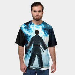 Футболка оверсайз мужская Айкидоист в дыму, цвет: 3D-принт — фото 2