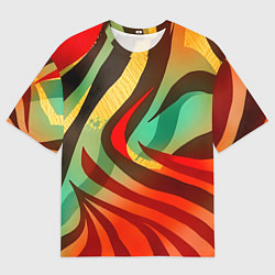 Мужская футболка оверсайз Жаркая полосатая абстракция
