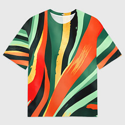 Мужская футболка оверсайз Тропическая жаркая абстракция