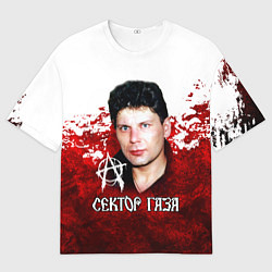 Футболка оверсайз мужская Юрий Хой бело-красный фон, цвет: 3D-принт