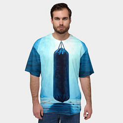 Футболка оверсайз мужская Боксерская груша на синем, цвет: 3D-принт — фото 2