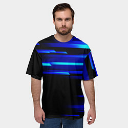 Футболка оверсайз мужская Color blue black, цвет: 3D-принт — фото 2