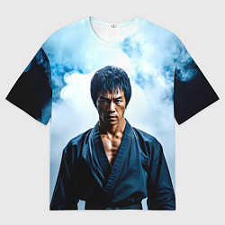 Футболка оверсайз мужская Брюс Ли в дыму, цвет: 3D-принт