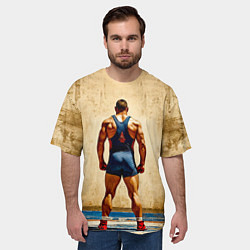 Футболка оверсайз мужская Греко-римский борец на бежевом, цвет: 3D-принт — фото 2