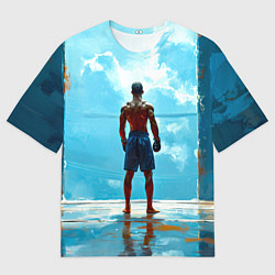 Футболка оверсайз мужская Кикбоксер в синем, цвет: 3D-принт