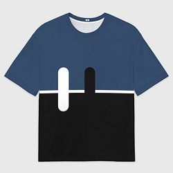 Футболка оверсайз мужская Простая абстракция сине-чёрный с белым, цвет: 3D-принт