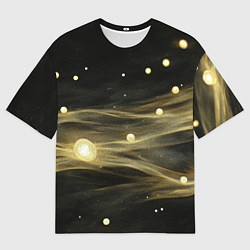 Мужская футболка оверсайз Золотистый свет на черной текстуре