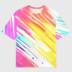 Мужская футболка оверсайз Брызги краски на белом фоне