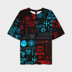 Футболка оверсайз мужская Twenty one pilots rock pattern, цвет: 3D-принт