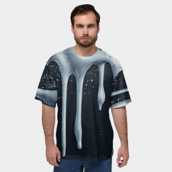Футболка оверсайз мужская Белая объемная слизь текстура, цвет: 3D-принт — фото 2