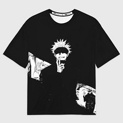 Футболка оверсайз мужская Сатору годжо битва, цвет: 3D-принт