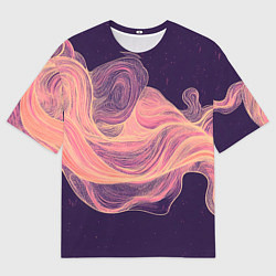 Мужская футболка оверсайз Бежевые волны текстура