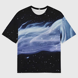Мужская футболка оверсайз Синяя волна в космосе - текстура
