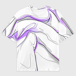 Мужская футболка оверсайз Черные и фиолетовые линии на белом