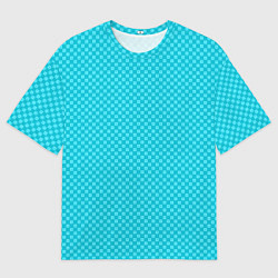 Мужская футболка оверсайз Неоновый голубой паттерн мелкий квадратик