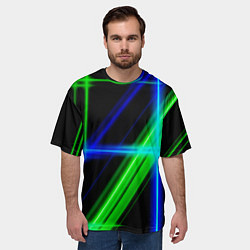 Футболка оверсайз мужская Color blue black green, цвет: 3D-принт — фото 2