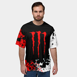 Футболка оверсайз мужская Monster energy брызги красок, цвет: 3D-принт — фото 2