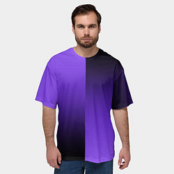 Футболка оверсайз мужская Чёрно-сиреневый градиент пополам, цвет: 3D-принт — фото 2