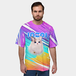 Футболка оверсайз мужская Inzoi кошечка на радужном фоне, цвет: 3D-принт — фото 2